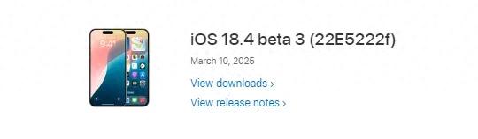 iOS 18.4 beta 3 內測發布,修復一些問題